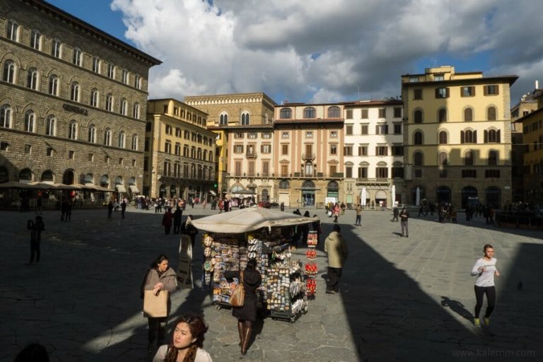 people in Piazza della Signorina in Florence, Italy