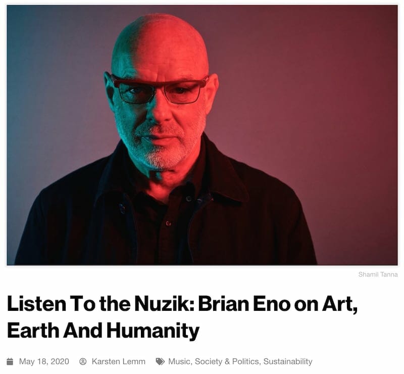 Brian Eno, musician, thinker, DLD Sync, webinar, recap