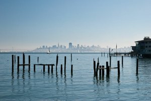 Scenic view of the San Francisco skyline, seen from Sausalito, California